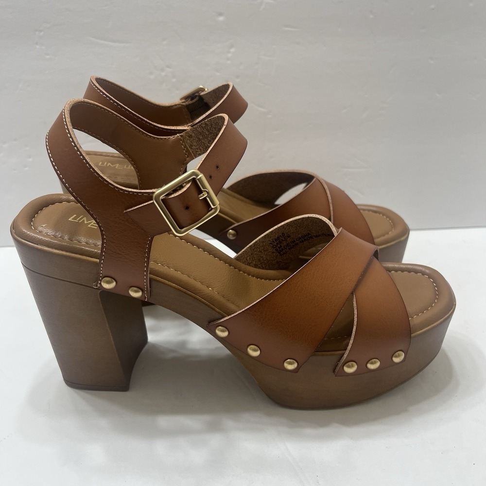 Limelight Oaklee Platform Sandals Brown Cognac Strappy Studs Women's 9